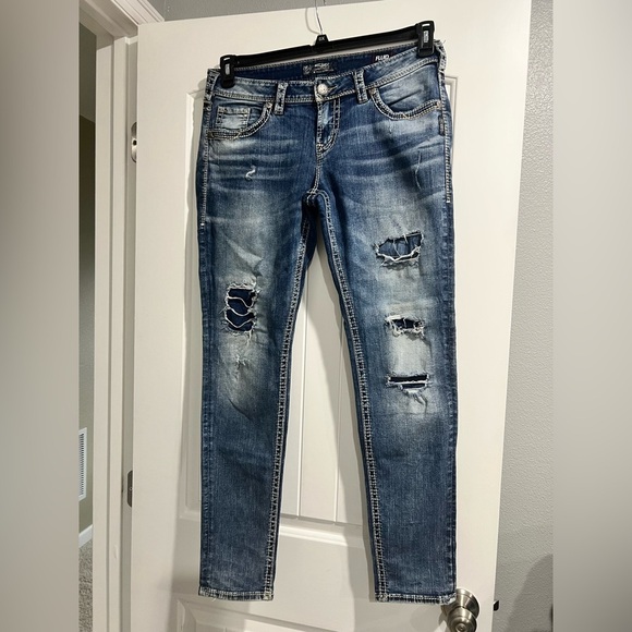 Women’s silver jeans boyfriend distressed 29/29 - Picture 1 of 12